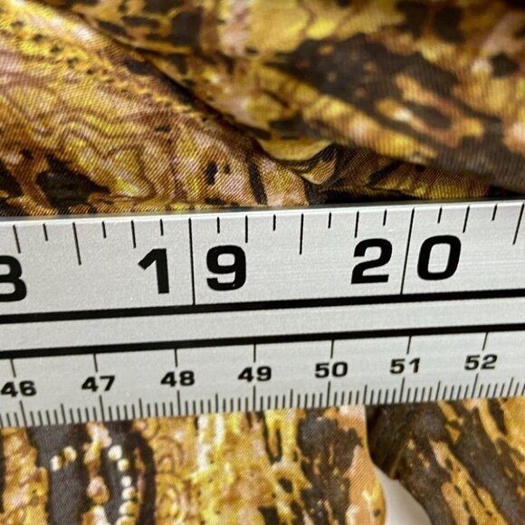 ANTHROPOLOGIE Love Sam Silk and Leather Bohemian Printed Brown Yellow Black S - Picture 11 of 14